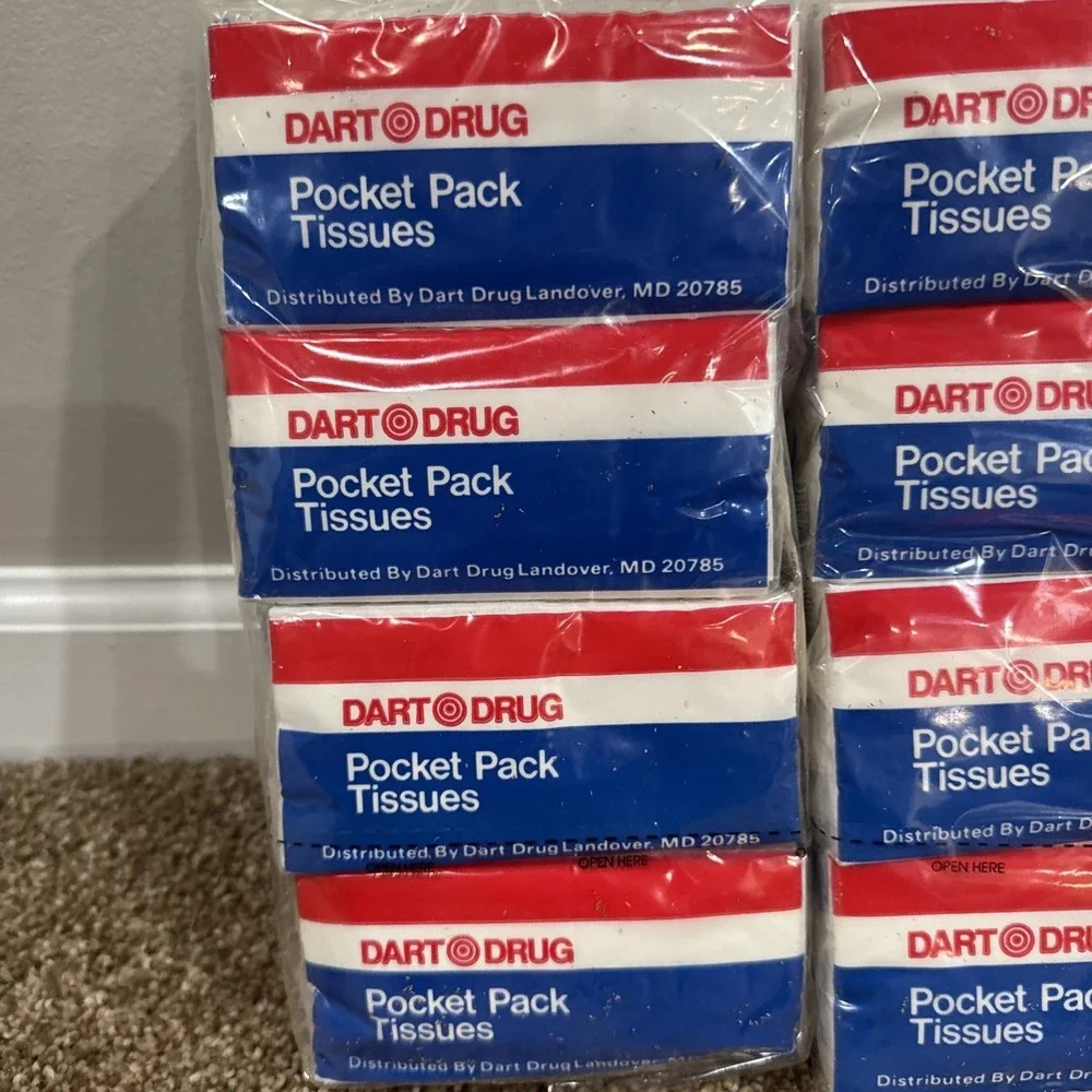Vintage NOS Sealed 1960's Dart Drug Tissues Pocket Pack Set Of 3 8 Packs